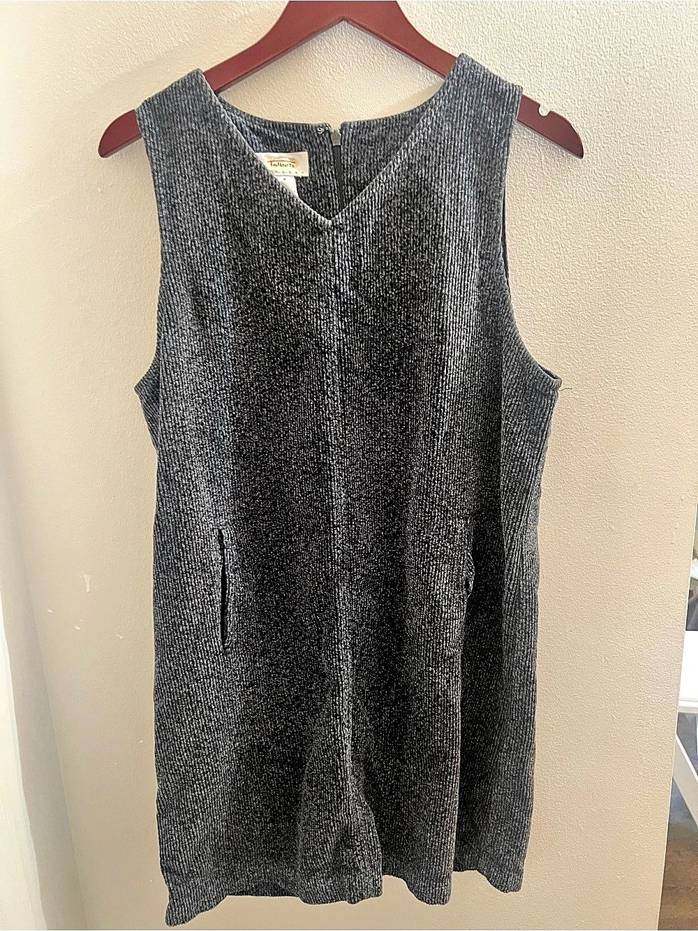 Vintage Talbots Petite Ribbed Sleeveless Corduroy Jumper Dress Black Size 8